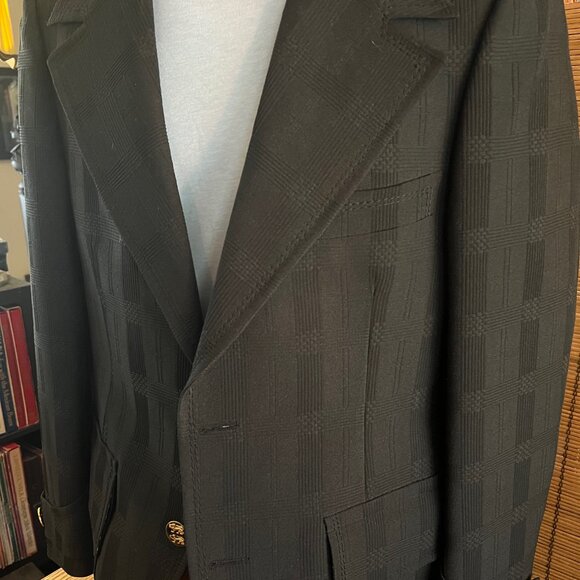 70's Navy Blue Textured Sport Coat - Picture 2 of 6